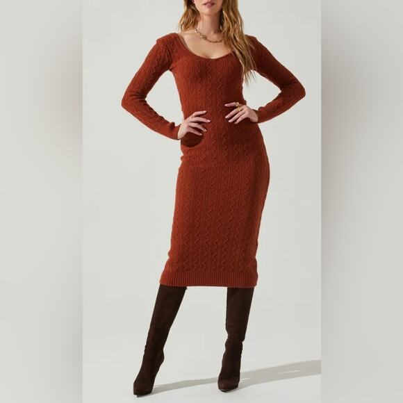 NWT ASTR the Label Regina Cutout
Long Sleeve Midi Sweater Dress Bodycon M 6 8 - Picture 1 of 16